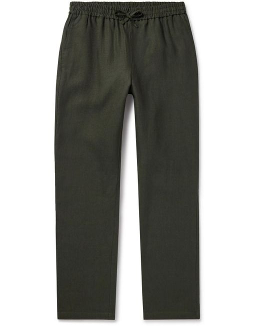 De Bonne Facture Green Straight-leg Belgian Linen Drawstring Trousers for men