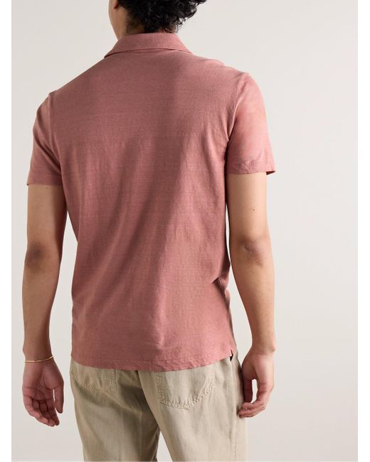 Altea Pink Dennis Cotton And Linen-blend Polo Shirt for men