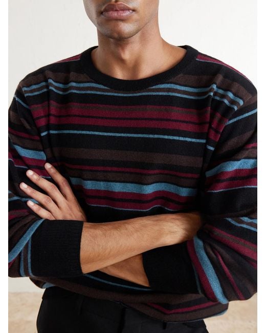 Dries Van Noten Blue Muroli Striped Cashmere Sweater for men