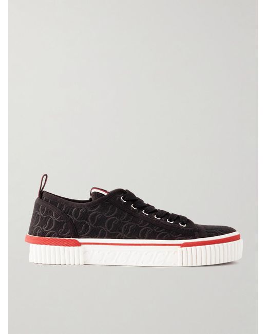 Sneakers in tela con logo jacquard Pedro Junior di Christian Louboutin in Black da Uomo
