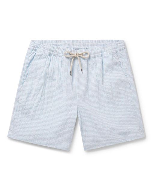 NN07 Blue Gregor Straight-leg Striped Cotton-blend Seersucker Drawstring Shorts for men