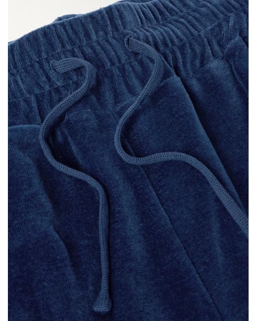 Loro Piana Gerade geschnittene Bermudashorts aus Chenille aus einer Baumwoll-Seidenmischung mit Kordelzugbund in Blue für Herren