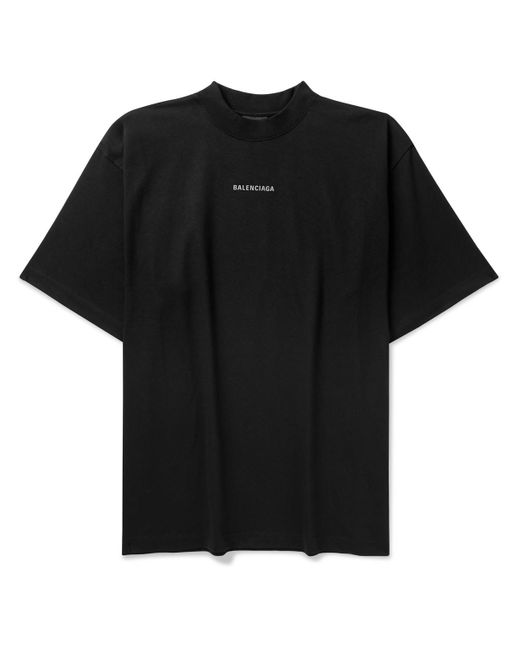 Balenciaga Black Logo-print Cotton-jersey T-shirt for men