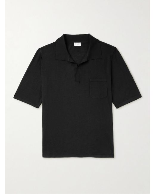 Saint Laurent Black Wool Polo Shirt for men