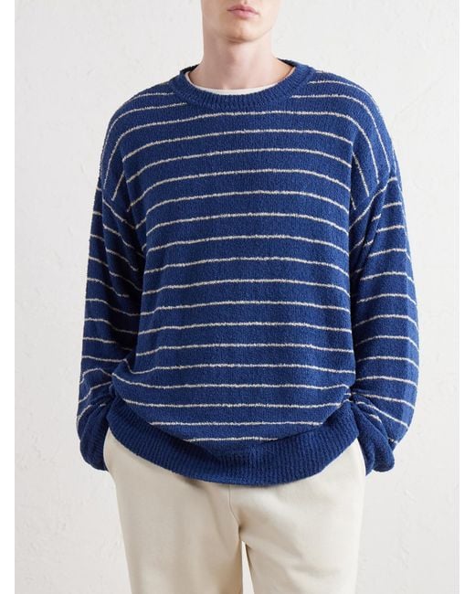 The Elder Statesman Blue Eyelash Striped Cotton-Blend Sweatshirt for men
