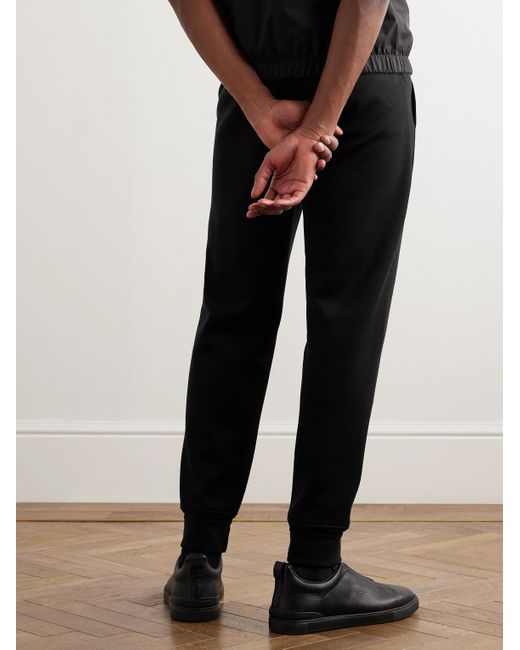 Pantaloni sportivi a gamba affusolata in jersey di Zegna in Black da Uomo