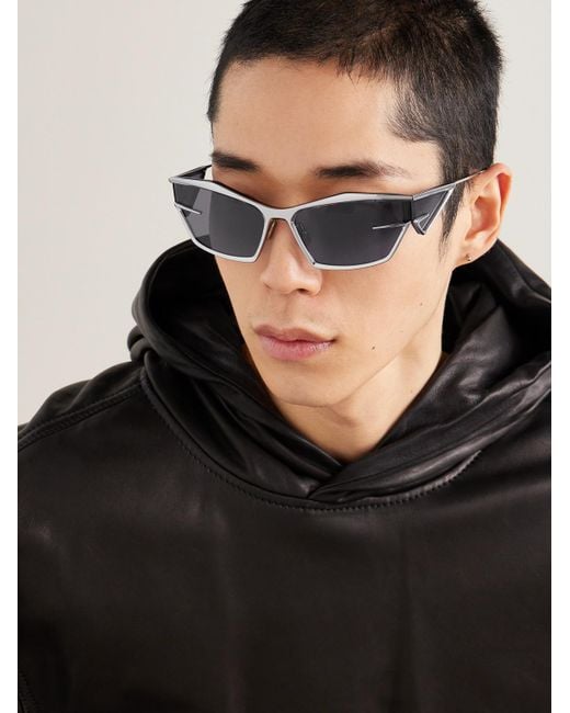 Givenchy Black Giv Cut Cat-eye Silver-tone Sunglasses for men