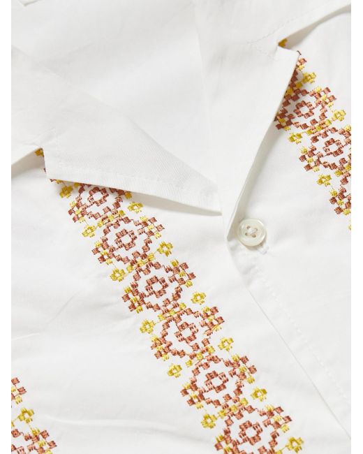 Universal Works Minari Hemd aus Popeline mit Reverskragen und Stickerei in Natural für Herren
