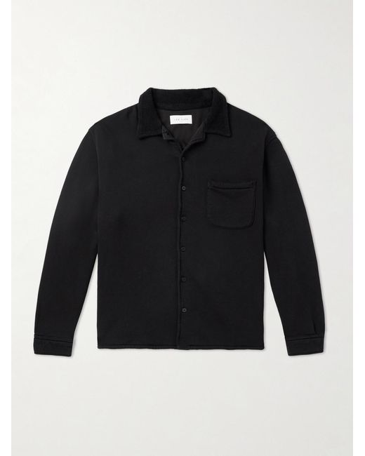 Les Tien Blue Camp-Collar Cotton-Fleece Overshirt for men