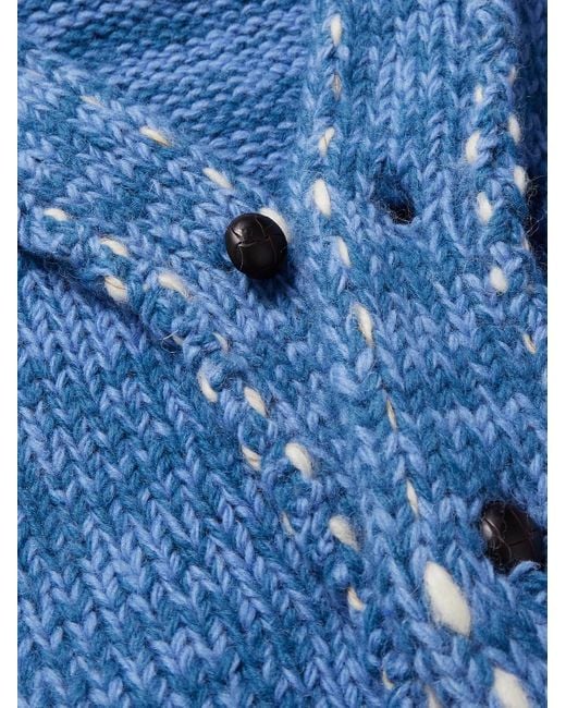 Kapital Blue Topstitched Wool Cardigan for men