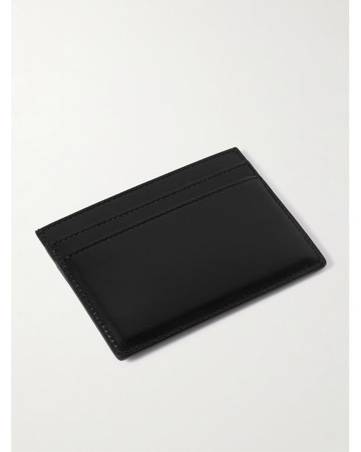 Saint Laurent Black Tiny Cassandre Logo-appliquéd Leather Cardholder for men