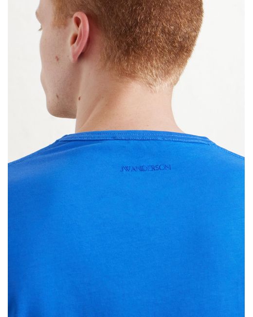 J.W. Anderson Blue Gardener Logo-Embroidered Printed Cotton-Jersey T-Shirt for men