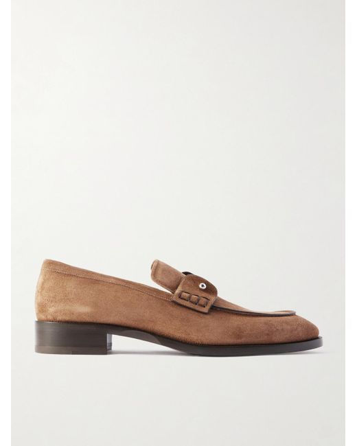 Christian Louboutin Brown Chambelimoc Embellished Suede Loafers for men