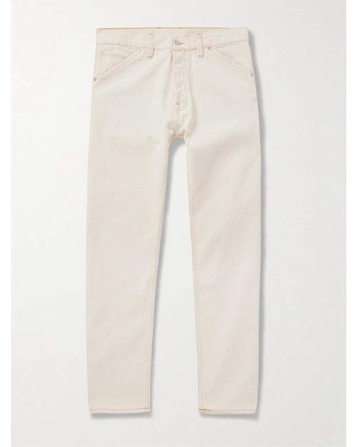 Drake's White Straight-Leg Selvedge Jeans for men