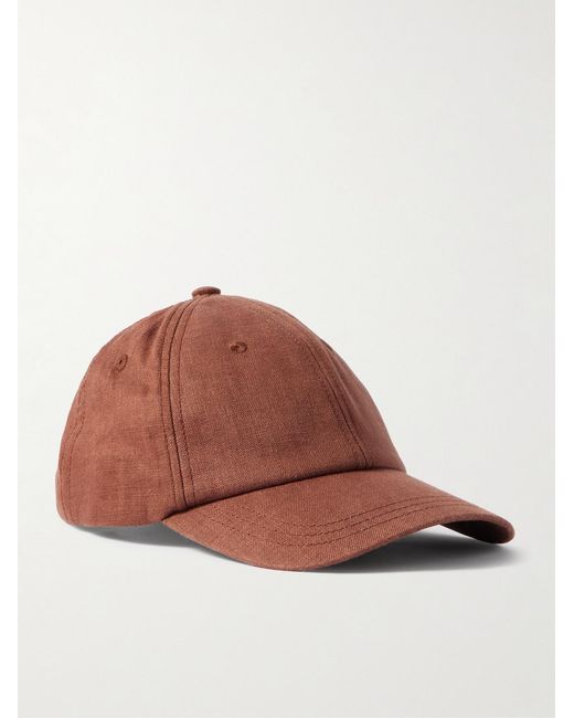 Frescobol Carioca Brown Fernando Linen Baseball Cap for men