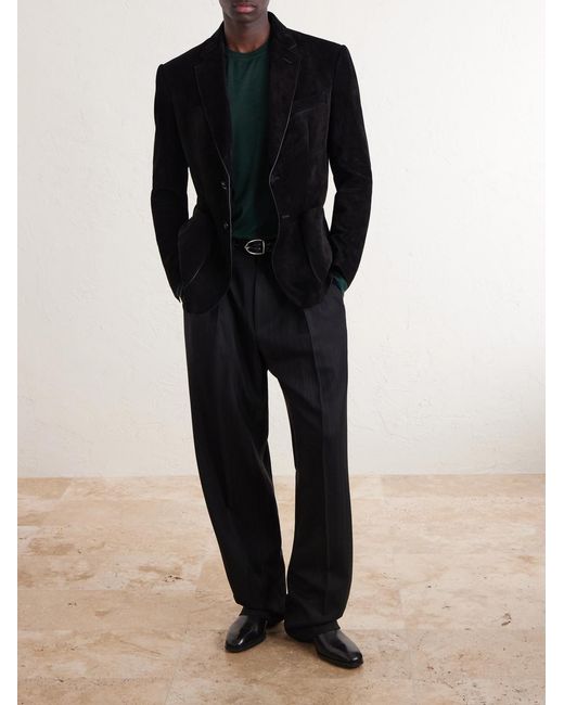 Tom Ford Black Panelled Suede Blazer for men