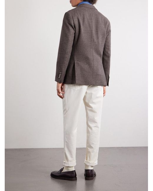 Brunello Cucinelli Brown Houndstooth Cashmere Blazer for men