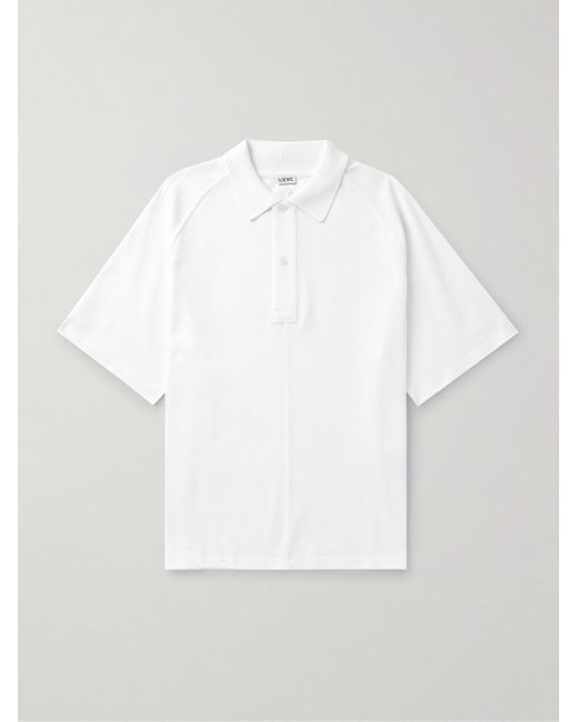 Loewe White Logo-embroidered Cotton-piqué Polo Shirt for men