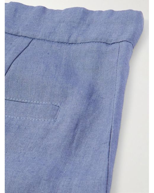 Pantaloni a gamba dritta in lino con coulisse di De Bonne Facture in Blue da Uomo