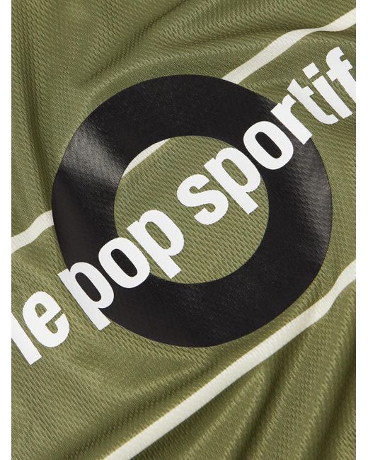 Pop Trading Co. Green Striped Printed Mesh T-shirt for men