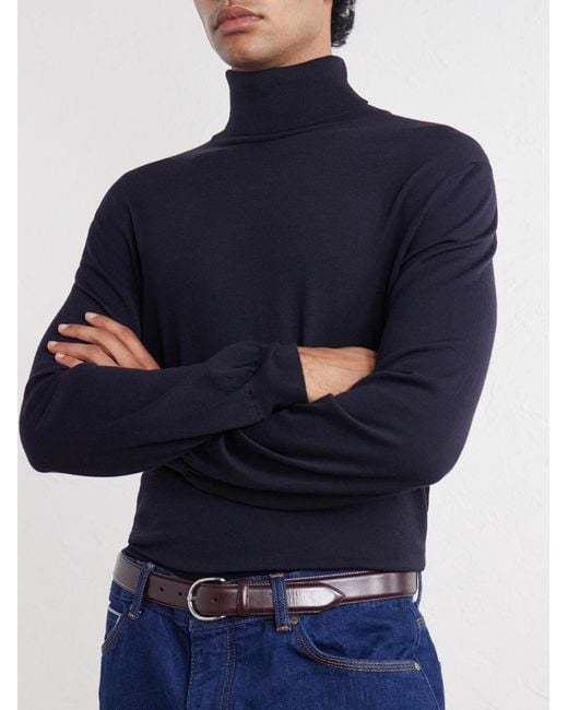 Slowear Blue Flexwool Rollneck Sweater for men