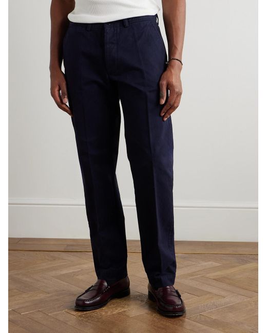 Officine Generale Gerade geschnittene Hose aus Baumwoll-Twill in Stückfärbung in Blue für Herren