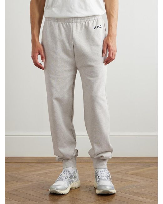 A.P.C. White Asics Jogging Hill Tapered Logo-print Organic Cotton-jersey Sweatpants for men
