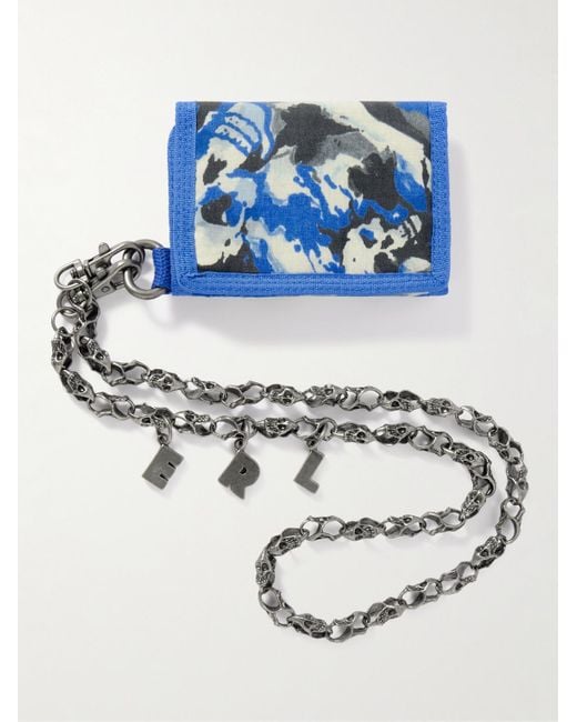ERL Blue Chain-Embellished Printed Ripstop Wallet for men
