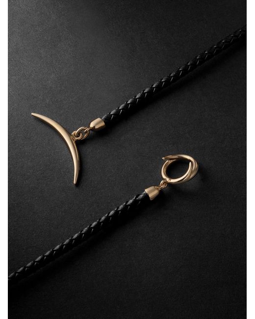 Shaun Leane Black Quill 18-Karat And Braided Leather Bracelet for men