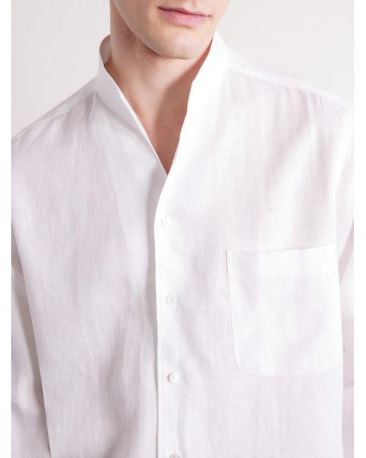 Zegna White Oasi Linen Shirt for men
