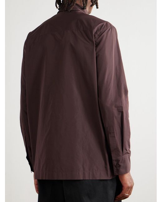 Jil Sander Purple Slim-Fit Tie-Detailed Taffeta Shirt for men