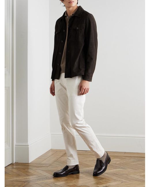 Boglioli Schmal zulaufende Hose aus Twill aus einer Baumwollmischung in Natural für Herren
