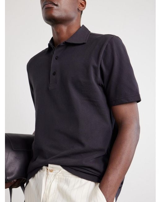 Frescobol Carioca Black Luca Cotton-piqué Polo Shirt for men