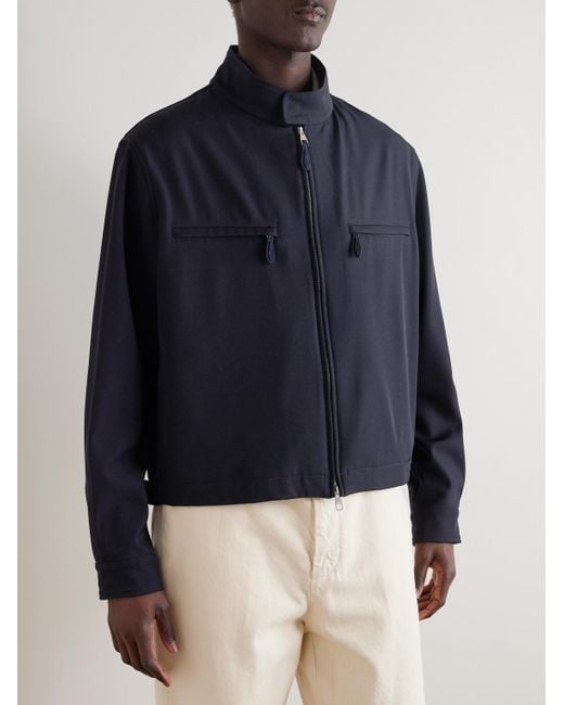 Dunhill Blue Tech-Wool Twill Blouson Jacket for men