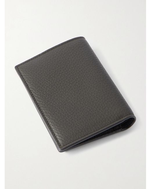 Saint Laurent Aufklappbares Portemonnaie aus vollnarbigem Leder mit Logodetail in Black für Herren