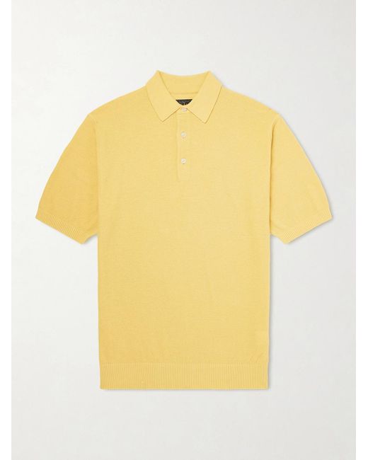 Beams Plus Yellow Cotton-Blend Piqué Polo Shirt for men