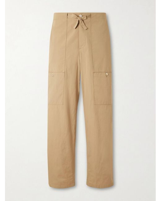 Jil Sander Natural Straight-leg Cotton Drawstring Cargo Trousers for men