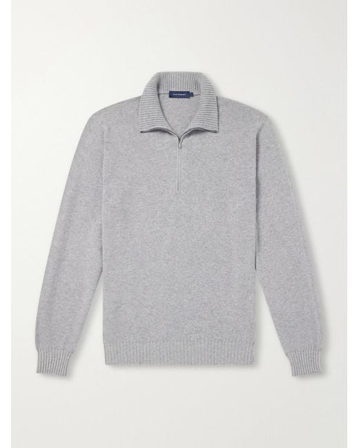Thom Sweeney Gray Cashmere Half-Zip Sweater for men