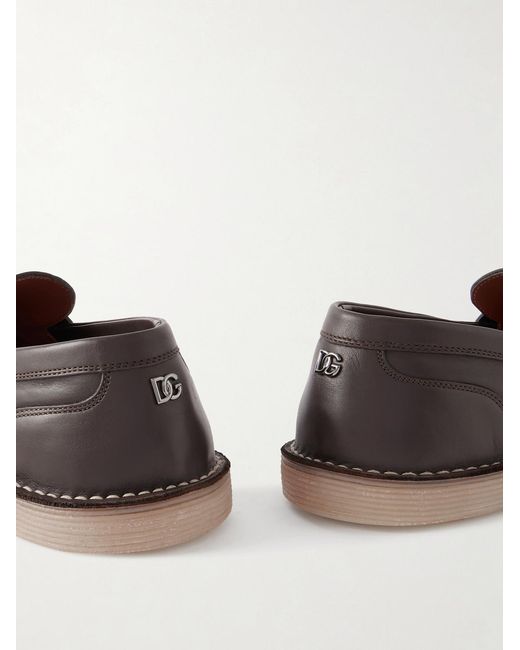 Dolce & Gabbana White Leather Penny Loafers for men