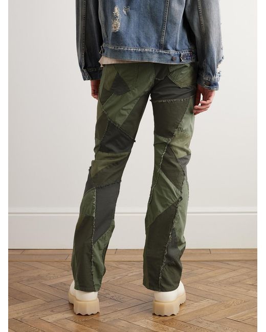 John Elliott Green Straight-Leg Patchwork Jeans for men