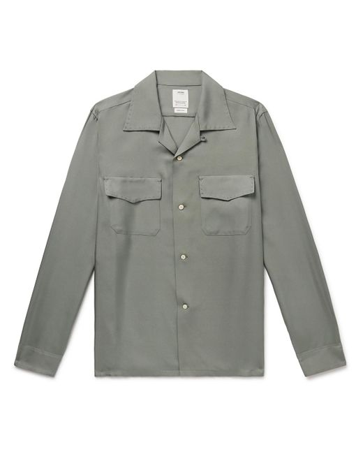 Visvim Gray Keesey Convertible-collar Embroidered Silk-twill Shirt for men