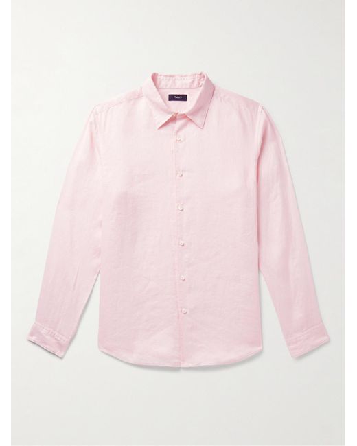 Theory Pink Irving Linen Shirt for men