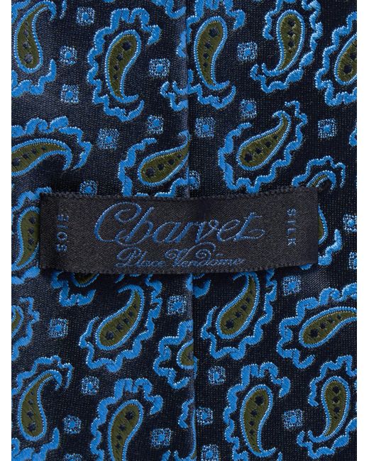 Charvet Blue 8.5cm Paisley-jacquard Silk Tie for men