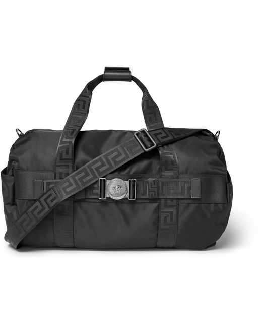 Versace Black Logo-embellished Nylon Duffle Bag for men