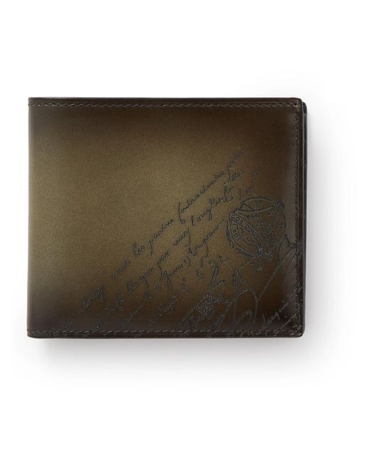 Berluti Green Makore Neo Scritto Venezia Leather Billfold Wallet for men