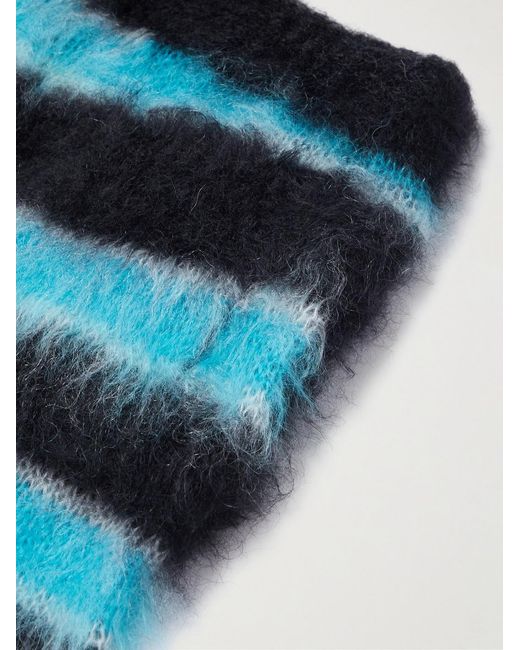 Marni Blue Straight-Leg Striped Mohair-Blend Drawstring Trousers for men