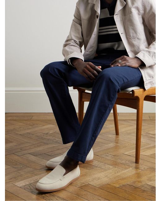 Mr P. White Suede Loafers for men