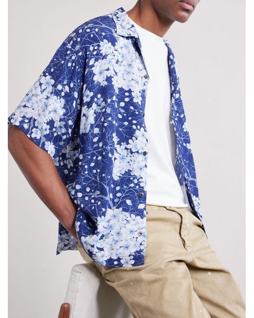 Blue Blue Japan Blue Sakura Kaza Convertible-Collar Woven Shirt for men