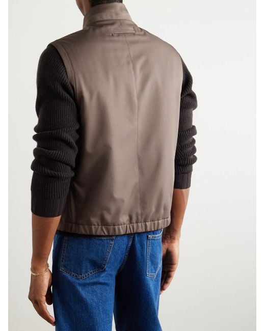 Zegna Brown Slim-Fit Shell Gilet for men