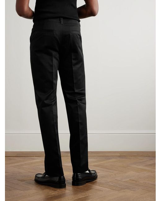 Versace Black Straight-Leg Embellished Cotton-Gabardine Trousers for men